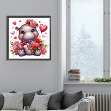 Load image into Gallery viewer, Love Rose Hippopotamus 30*30CM(Canvas) Full Round Drill Diamond Painting
