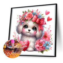 Load image into Gallery viewer, Love Rose White Dog 30*30CM(Canvas) Full Round Drill Diamond Painting
