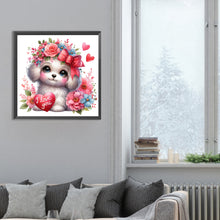 Load image into Gallery viewer, Love Rose White Dog 30*30CM(Canvas) Full Round Drill Diamond Painting
