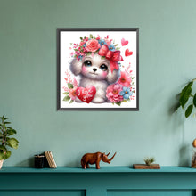 Load image into Gallery viewer, Love Rose White Dog 30*30CM(Canvas) Full Round Drill Diamond Painting
