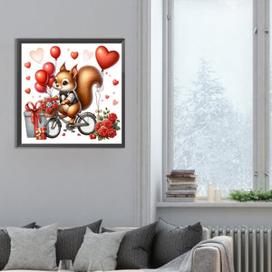 Love Rose Squirrel 30*30CM(Canvas) Full Round Drill Diamond Painting