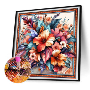 Photo Frame Flowers 30*30CM(Canvas) Full Round Drill Diamond Painting