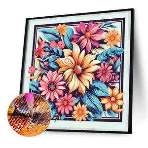Flower Frame 30*30CM(Canvas) Full Round Drill Diamond Painting
