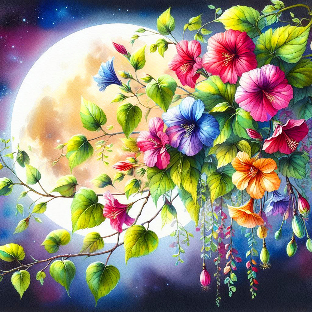 Morning Glory Under The Moon 30*30CM(Canvas) Full Round Drill Diamond Painting