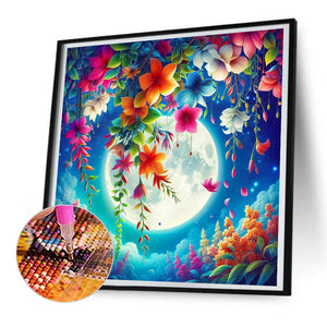 Flower Under The Moon 30*30CM(Canvas) Full Round Drill Diamond Painting