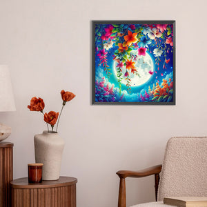 Flower Under The Moon 30*30CM(Canvas) Full Round Drill Diamond Painting