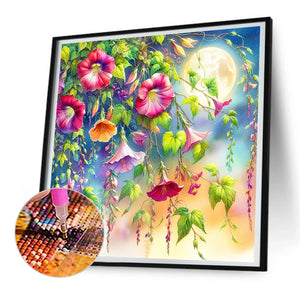 Flowers Under The Moon 30*30CM(Canvas) Full Round Drill Diamond Painting