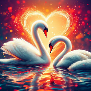 Love Swan 40*40CM(Canvas) Full Round Drill Diamond Painting