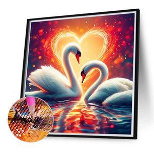 Love Swan 40*40CM(Canvas) Full Round Drill Diamond Painting