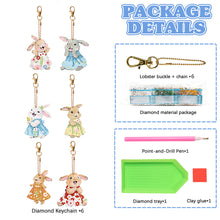 Load image into Gallery viewer, 6 PCS Double Sided Special Shape Diamond Painting Keychain for Beginners(Rabbit)
