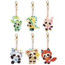 Load image into Gallery viewer, 6 PCS Double Sided Special Shape Diamond Painting Keychain for Beginners (Panda)
