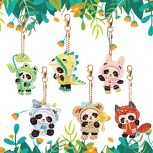 Load image into Gallery viewer, 6 PCS Double Sided Special Shape Diamond Painting Keychain for Beginners (Panda)
