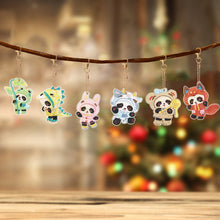 Load image into Gallery viewer, 6 PCS Double Sided Special Shape Diamond Painting Keychain for Beginners (Panda)
