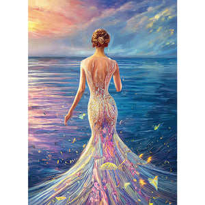 Princess In Seaside Fishtail Skirt 40*55CM(Picture) Full AB Round Drill Diamond Painting