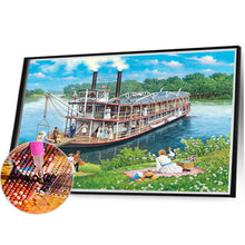 Load image into Gallery viewer, Vintage Oil Painting Docked Cruise Ship 40*30CM(Picture) Full Square Drill Diamond Painting
