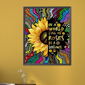 Sunflower English Calligraphy And Painting 40*50CM(Picture) Full Square Drill Diamond Painting