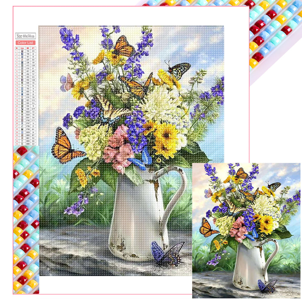 Butterfly Flowers 40*50CM(Picture) Full Square Drill Diamond Painting