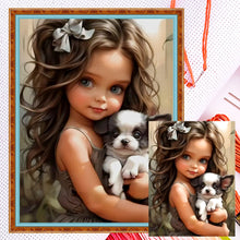 Load image into Gallery viewer, Big-Eyed Girl And Puppy - 50*65CM 14CT Counted Cross Stitch
