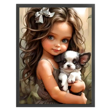 Load image into Gallery viewer, Big-Eyed Girl And Puppy - 50*65CM 14CT Counted Cross Stitch
