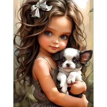 Load image into Gallery viewer, Big-Eyed Girl And Puppy - 50*65CM 14CT Counted Cross Stitch
