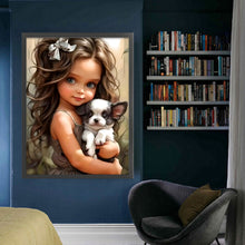 Load image into Gallery viewer, Big-Eyed Girl And Puppy - 50*65CM 14CT Counted Cross Stitch
