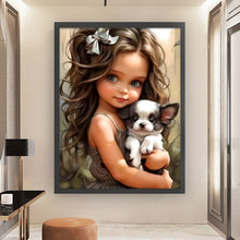 Load image into Gallery viewer, Big-Eyed Girl And Puppy - 50*65CM 14CT Counted Cross Stitch
