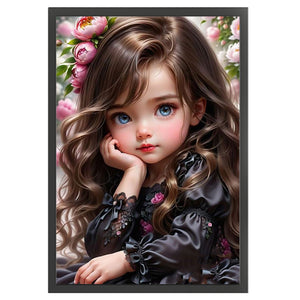 Curly Hair Big Eyed Girl - 50*70CM 14CT Counted Cross Stitch