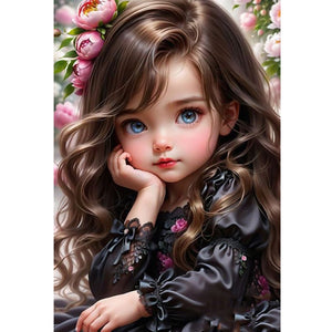 Curly Hair Big Eyed Girl - 50*70CM 14CT Counted Cross Stitch