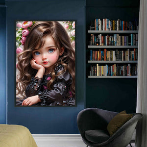 Curly Hair Big Eyed Girl - 50*70CM 14CT Counted Cross Stitch