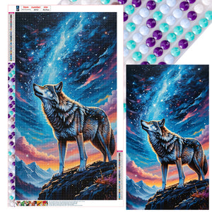 Wolf Under The Night Sky 40*70CM(Canvas) Full Round Drill Diamond Painting