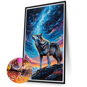 Wolf Under The Night Sky 40*70CM(Canvas) Full Round Drill Diamond Painting