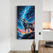 Load image into Gallery viewer, Wolf Under The Night Sky 40*70CM(Canvas) Full Round Drill Diamond Painting
