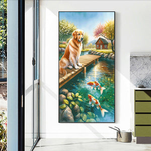Dog And Fish 40*70CM(Canvas) Full Round Drill Diamond Painting
