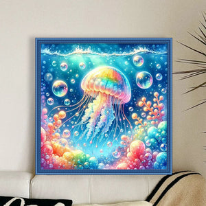 Colorful Jellyfish - 40*40CM 11CT Stamped Cross Stitch
