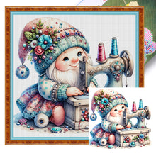 Load image into Gallery viewer, Sewing Machine Gnome - 30*30CM 18CT Stamped Cross Stitch
