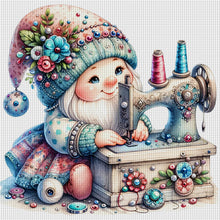 Load image into Gallery viewer, Sewing Machine Gnome - 30*30CM 18CT Stamped Cross Stitch
