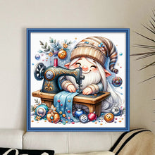 Load image into Gallery viewer, Sewing Machine Gnome - 30*30CM 18CT Stamped Cross Stitch
