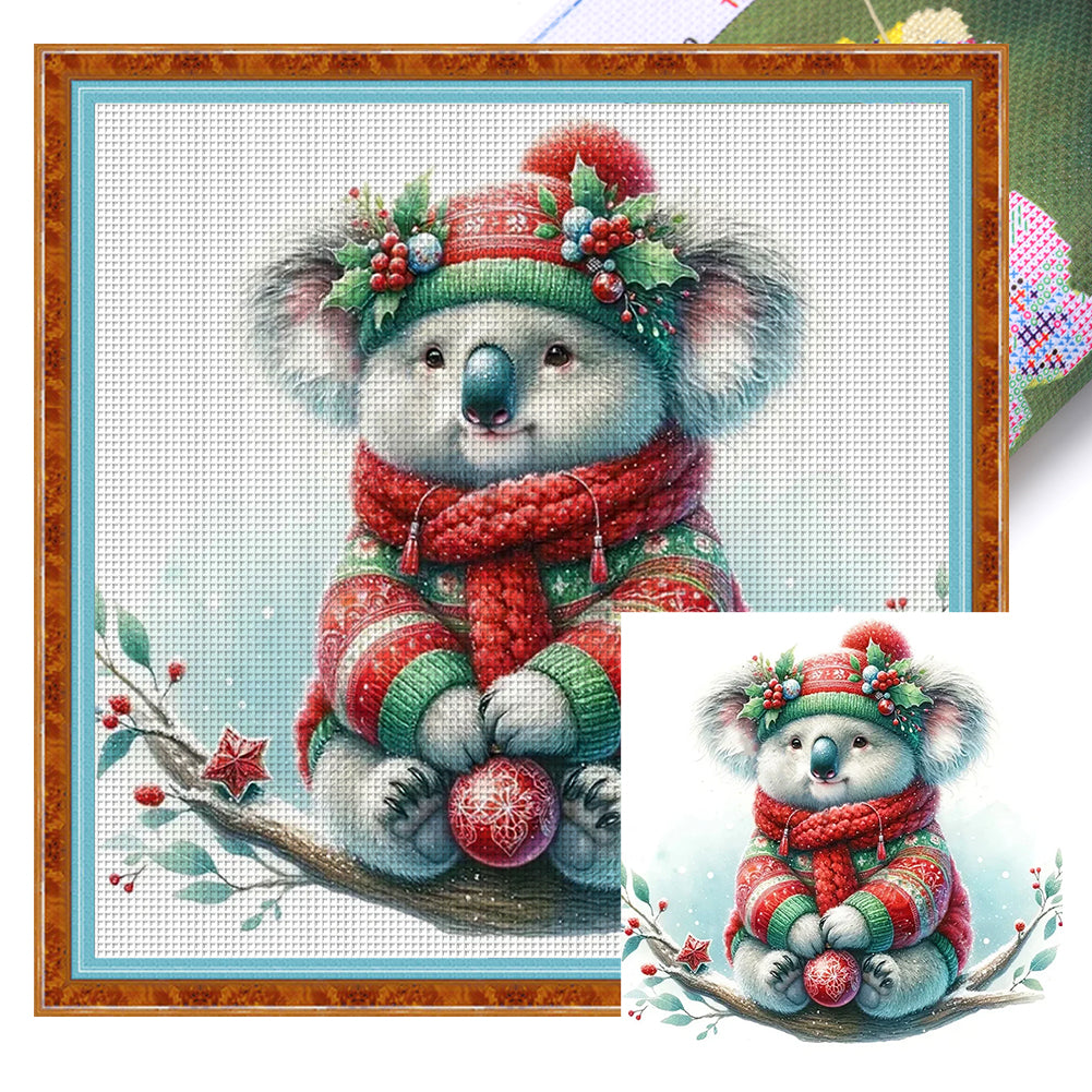 Koala In Winter - 30*30CM 18CT Stamped Cross Stitch