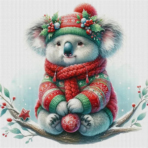 Koala In Winter - 30*30CM 18CT Stamped Cross Stitch