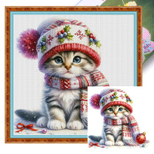 Load image into Gallery viewer, Winter Cat - 30*30CM 18CT Stamped Cross Stitch
