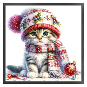 Winter Cat - 30*30CM 18CT Stamped Cross Stitch