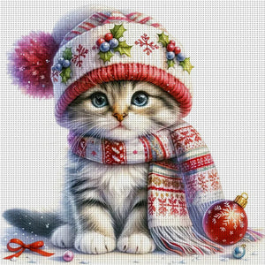 Winter Cat - 30*30CM 18CT Stamped Cross Stitch