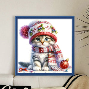 Winter Cat - 30*30CM 18CT Stamped Cross Stitch