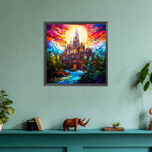 Load image into Gallery viewer, Glass Art Mountain Castle 30*30CM(Canvas) Full Round Drill Diamond Painting
