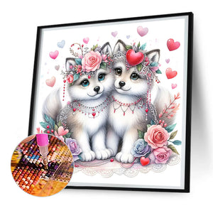 A Pair Of Wolfdogs 30*30CM(Canvas) Full Round Drill Diamond Painting