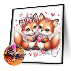 A Pair Of Foxes 30*30CM(Canvas) Full Round Drill Diamond Painting