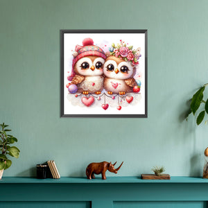 Pair Of Owls 30*30CM(Canvas) Full Round Drill Diamond Painting