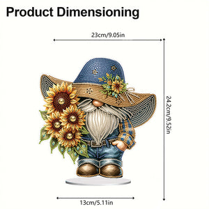 Special Shape Cute Gnome Table Top Diamond Painting Ornament Kit (Big Sunflower)