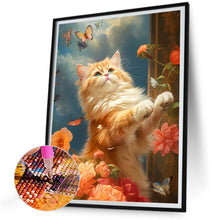 Load image into Gallery viewer, Cat Fluttering Butterfly 30*40CM(Canvas) Full Round Drill Diamond Painting
