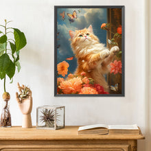 Load image into Gallery viewer, Cat Fluttering Butterfly 30*40CM(Canvas) Full Round Drill Diamond Painting
